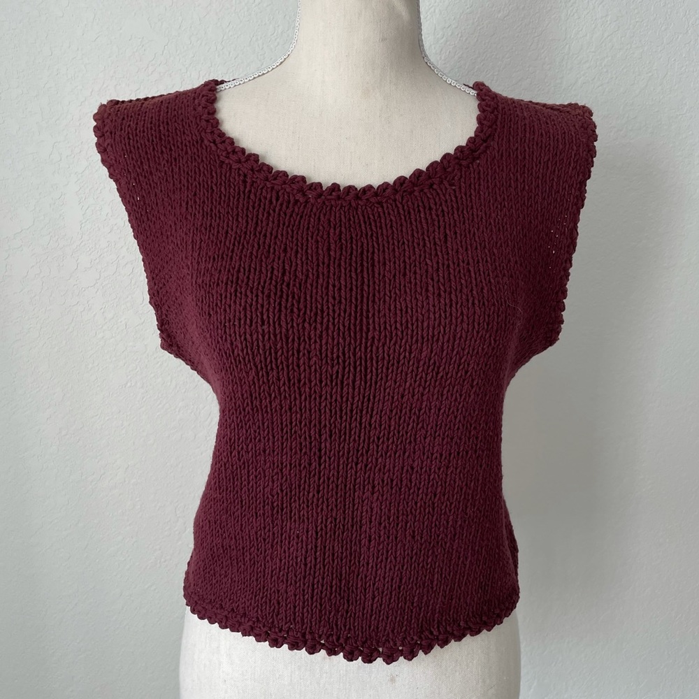 VINTAGE COTTON HAND KNIT BOXY SWEATER TOP M